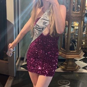 Lucy in the Sky- Sequin velvet halter dress